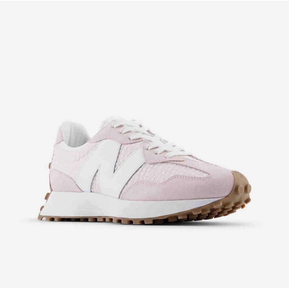New Balance 327 Pink White Gingham Plaid Women's Sneakers Size 6 NIB W327628 - Picture 2 of 5